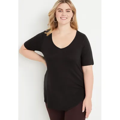 Maurices 0X Plus Size Women's 24/7 Olivia Solid V Neck Tunic Tee