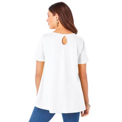Plus Size Women's Short-Sleeve V-Neck Ultimate Tunic by Roaman's in White (Size 3X) Long T-Shirt Tee